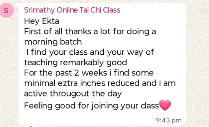 Srimathy Krishnan · Online Tai Chi